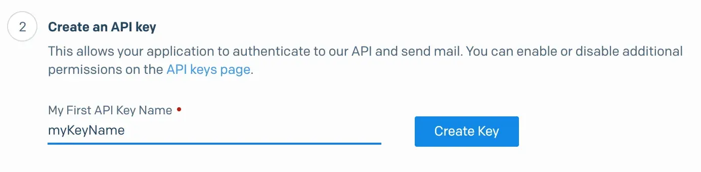 Creating an API key in Sendgrind